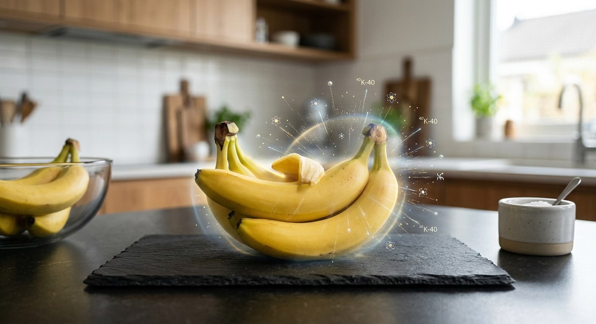 Varför har bananer en svag radioaktiv strålning?